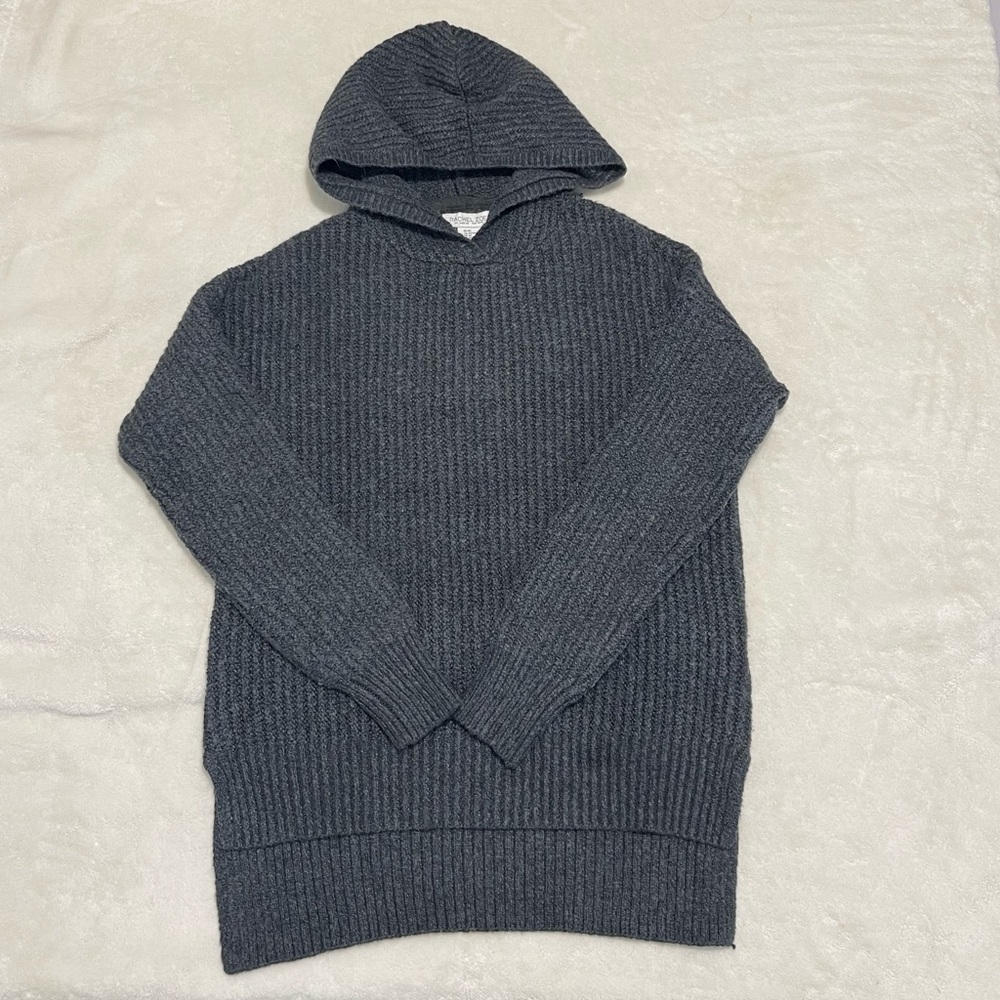 Rachel Zoe Dark Charcoal Grey Ribbed Knit Pullover  Sweater